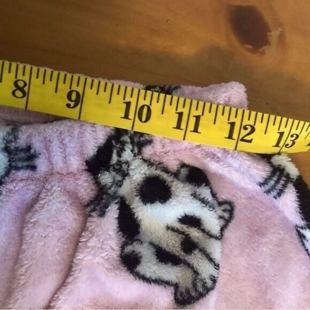 Character Youth Girls Medium‎ Fluffy Fleece Pink Black White Cats Pajama Bottoms